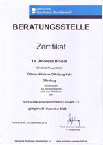 Zertifikat: Zertifizierte Beratungsstelle der Deutschen Kontinenz Gesellschaft e.V.