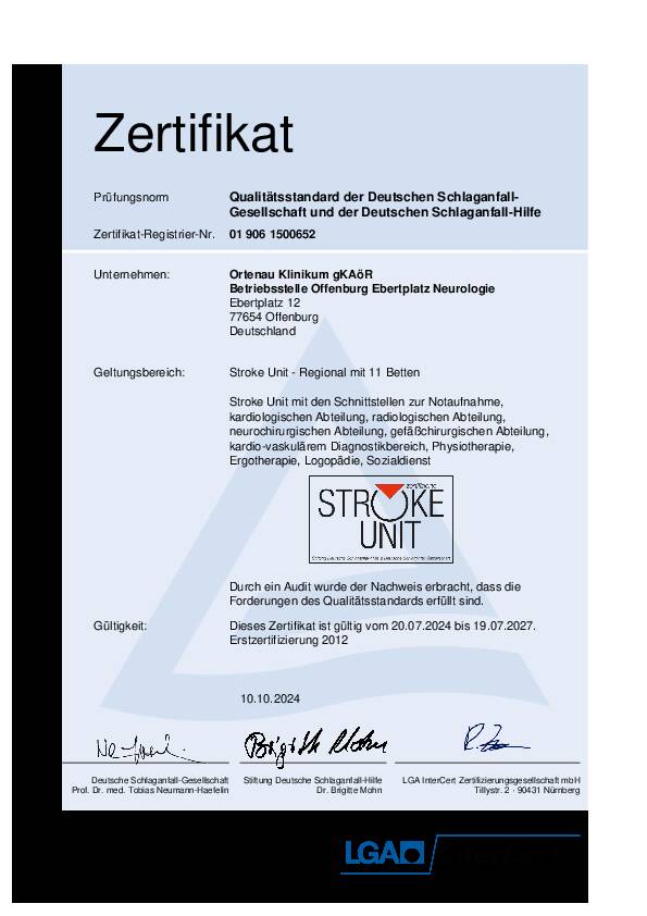 Zertifikat Stroke Unit