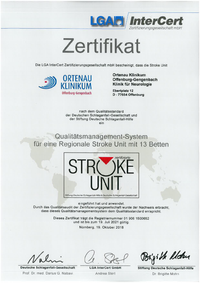 Abbildung: Zertifikat Stroke Unit Offenburg