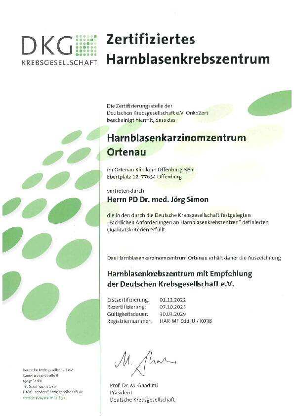 Urkunde: Harnblasenkarzinom